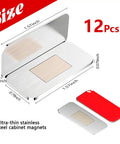 Stainless Steel Cabinet Door Magnetic Catch Set 12 Pack Durable Cabinet Magnets For Closure With Gentle Push, shown in size diagram.