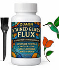8oz Water Based Liquid Flux for stained glass and electronics soldering with brush. Includes stained glass pieces.