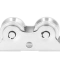 V Groove Wheel Sliding Gate Caster Heavy Duty Rigid Roller With Bracket For Inverted Track Rolling Gate Industrial Carts Wire Rope Rail Wear Resistant Stainless Steel Design For Demanding Industrial Applications, front view image