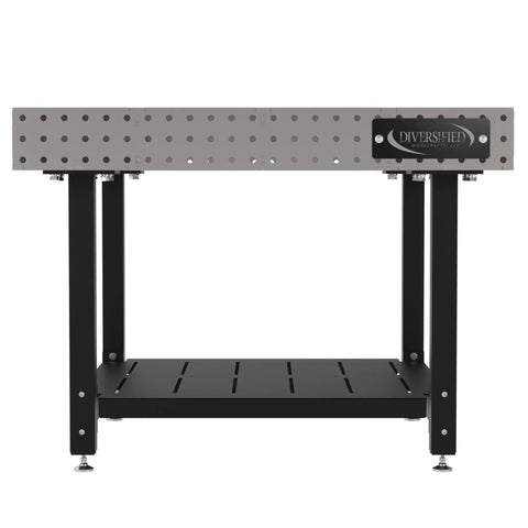 Pro Shop Quality Welding Fixture Table Built Like A Tank With Precision Laser Cut Holes 48X48 Inch Heavy Duty Steel Workbench and adjustable levelers.