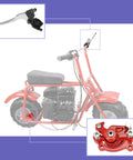 Diagram showing Mini Bike Brake Lever Kit With Caliper Replacement And 61 Inch Cable for small bikes like the Coleman CT100U.