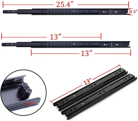 Durable 13 Inch Full Extension Drawer Slides Set Of 2 With Ball Bearing Side Mount For Cabinets And Kitchens