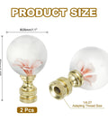 Pink Glass Flower Ball Lamp Finial Cap 1/4-27 Thread, 2 Pack, metal and glass, 50x28mm, decorative knobs for lamp harp tops.
