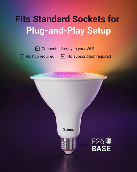PAR38 Smart LED Flood Light Bulb With WiFi Color Change RGB And Tunable White, 13W Dimmable E26 Base Display