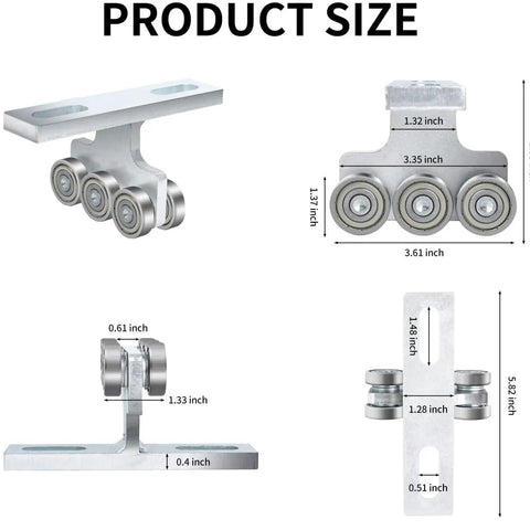 Heavy Duty 6 Wheel Trolley Assembly For Electric Hoist With Super Deep Groove Ball Bearings Loads Like A Champ On 1 5/8 Inch Struts And Pa200 Pa1000 Models product size with detailed dimensions of wheels and frame