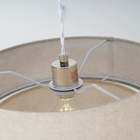 Interior view of Three Tier Linen Drum Lampshade For E26 Ceiling Pendant Light Modern Hanging Lamp Fixture Beige Fabric Shade