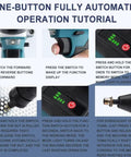 Heavy Duty Plug And Play Cordless Electric Rivet Gun Set With Dual Speed Control showing one-button automatic operation tutorial.