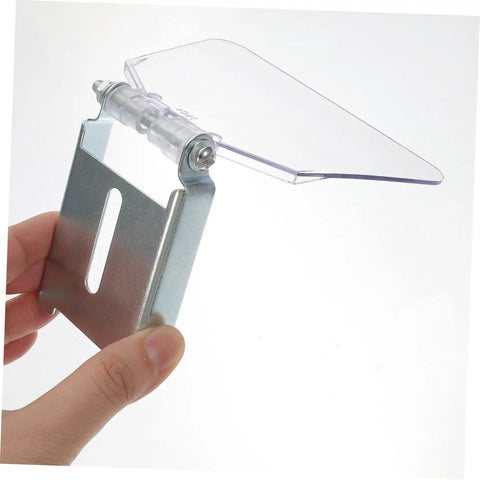 Clear Eye Protection Shield For Bench Grinder With Transparent Dust Guard Plate shown in hand, featuring metal bracket and clear shield.
