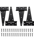 10 Inch Heavy Duty Gate Hinges For Wooden Fences Shed Doors And Outdoor Barns In Black Durable Iron T Strap Gate Hinges With Rust Resistant Coating Weatherproof Outdoor Gate Hardware Includes Screws 4 Pack