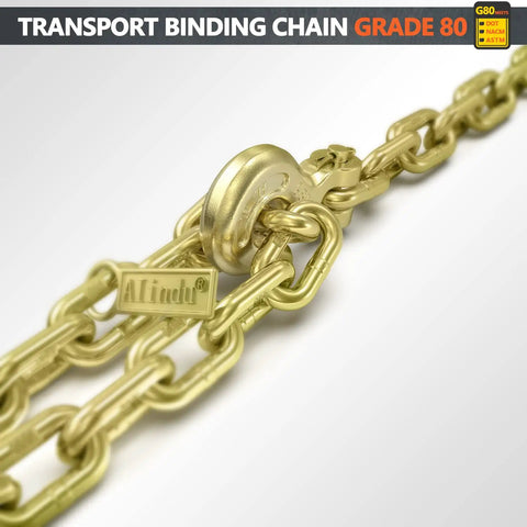 Beefy Heavy Duty Transport Binder Chain With Clevis Grab Hooks 5 16th Inch By 20 Foot 5100 Lb WLL For Tie Downs Load Binding Towing
