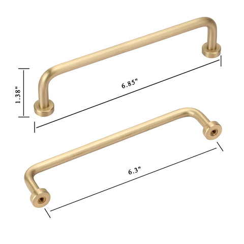 Solid Brass Cabinet Pulls 6.3 Inch 160mm Hole Center Heavy Duty Drawer And Dressing Table Handles 5Pcs for kitchen cabinets, dimensions shown
