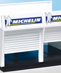 Pit Stop Lane Double Garage For 1 32 Scale Slot Car Tracks White Finish Dope Add On Building With Michelin Branding