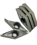 Premium Indexable Carbide Lathe Tool VBGT160408 AK, four angled inserts made for aluminum steel turning, H01 grade.