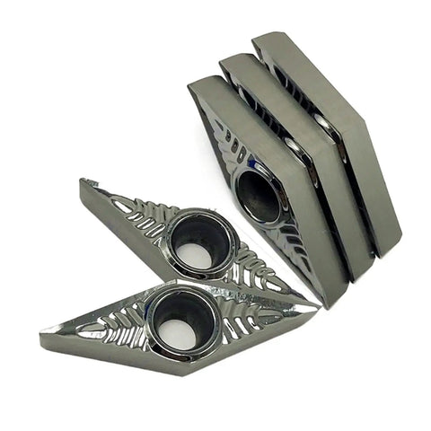 Premium Indexable Carbide Lathe Tool VBGT160408 AK, four angled inserts made for aluminum steel turning, H01 grade.