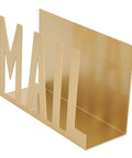 Sturdy Metal Desk Mail Organizer With Stylish Hollow Cutout For Bills, Letters And Papers Gold Finish Office Supplies
