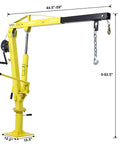 Heavy Duty Hydraulic Engine Hoist With Foldable Cherry Picker Frame, 2000 Lb Capacity showing telescoping boom and dimensions.