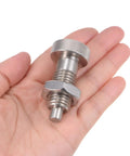 Top Shelf Stainless Steel Spring Plunger Featuring A Sweet Knurled Grip M16X2 Threads And Eight Mm Pin Non Locking Index Design in hand.