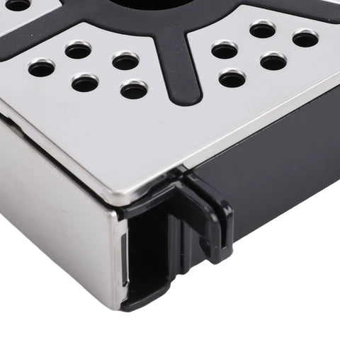 Close-up of a stainless steel Cup Rest Stand Replacement for CFN601 602 701 702 801 802 Coffee Machine Splash Guard Drip Tray.