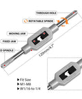 Diagram of adjustable tap wrench from Micro Taps Bit Set 10Pcs Metric Hand Taps M1 To M3 Point Five High Speed Steel HSS Plug Tap Drill Tap Set.
