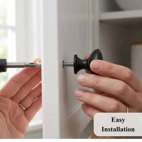 Matte Black Mushroom Cabinet Knobs Pull Handles For Kitchen Cabinets Vanities Dressers And Closets easy installation close-up