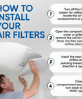 Man installing 20x20x2 MERV 10 Furnace Filter 12 Pack For Home HVAC High Efficiency Air Filtration Actual Size 19.5x19.5x1.75 Inches