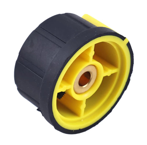 Shop Proven Drop Dead Smooth Replacement Speed Control Knob Handle For JLG Boom Lift 2560136 close-up view with black and yellow design.