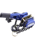 Heavy Duty 1 Ton Manual Chain Hoist With Pulling Wrench And Hand Lifting Hook For Easy Portable Inverted Tightening Up To 3 Meter Length, showing blue handle and black chain.