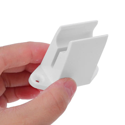 Hand holding 2 Pack Retractable Awning Crank Bracket For RV Camper And Patio Shades Crank Holder With Mounting Screws Must Have Replacement