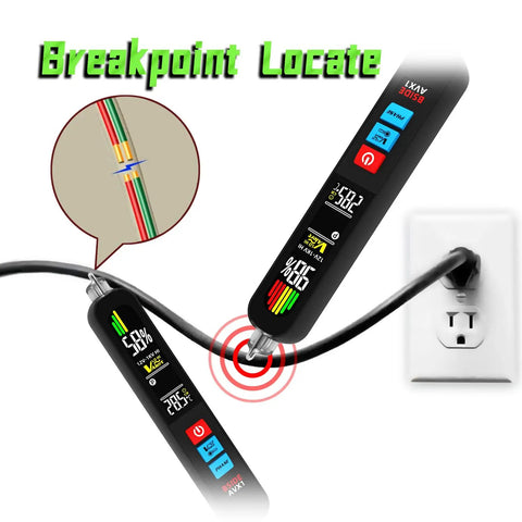 Handy Non Contact Voltage Tester With 3 Phase Rotation Indicator And Signal Percentage Display Rechargeable AC Electrical Detector Pen showing live wire breakpoint locate