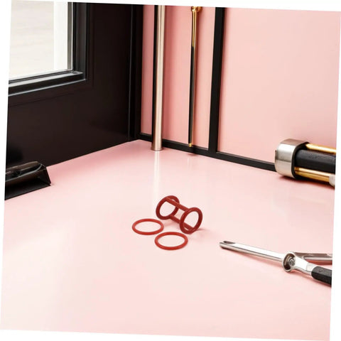 Six Pack Silicone Ice Cream Maker Sealing Rings Replacement Gasket Set For Home And Pro Use Leakproof Valve Seal High Elasticity Fit Easy Install Durable red rings on pink surface