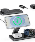 3-In-1 Magnetic Wireless Charging Station for Galaxy Phones Watches and Buds, Fast MagSafe Style Stand with phone, watch, and buds charging