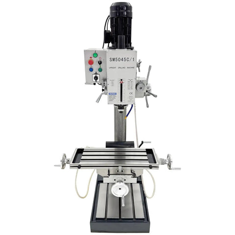 Front view of Gear Head Vertical Drill Press With Automatic Feed For Drilling Tapping And Milling Heavy Duty Workhorse