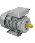 Heavy Duty Single Phase Asynchronous Electric Motor Featuring Rugged Aluminum Casing 0.75 Kilowatt 1400 RPM side view with yellow shaft