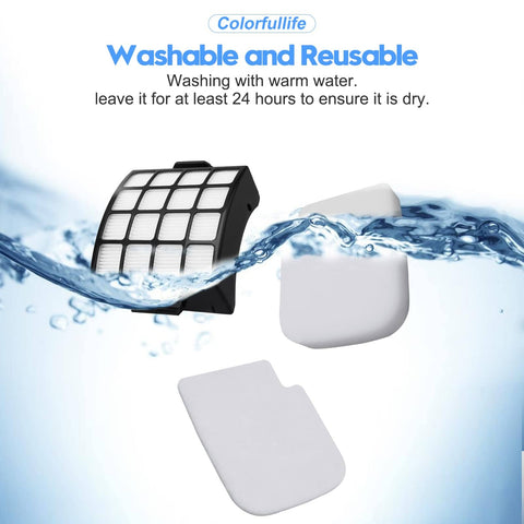 Washable replacement filter set for Shark Stratos AZ3002 upright vacuum includes 2 HEPA filters and 4 foam and felt filters.