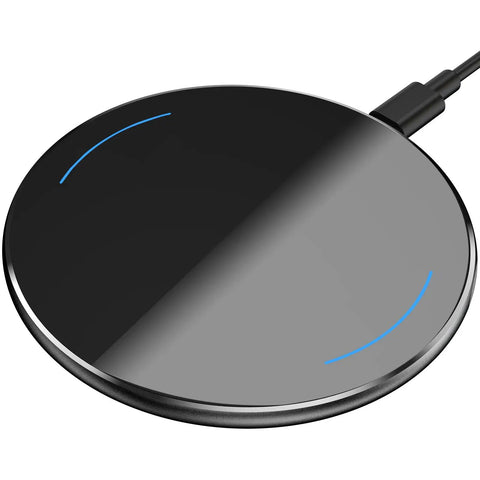 Anti Slip Aircraft Grade Aluminum Wireless Charger Pad With 15W Max Fast Charging For iPhone 17 Series Air 16 15 14 SE Pro Max Plus And Samsung Galaxy S25 S24 S23 Black