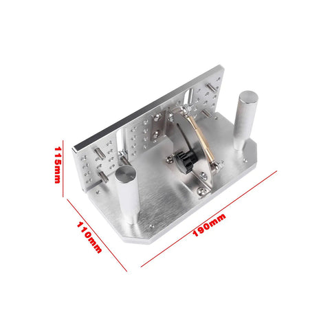 Badass Aluminum Alloy Belt Grinder Knife Jig With Hella Smooth Angle Adjustment and Heavy Duty Dual Press Plates, top view, dimensions visible.