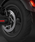 Close-up of a Beefy 9.8 Inch Pneumatic Rear Tire For Electric Scooter With Disc Brake; heavy duty and smooth ride focus.