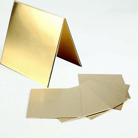 Solid H62 Brass Sheet 100 X 200 mm 5 mm Thick Plate for DIY Metalworking Hustle and Industrial Machining, angled display and stack