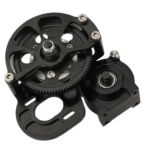 Full Metal Transmission Gearbox With Steel Gear Set For 1/10 RC Crawlers, CNC aluminum cover, preassembled top view