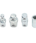 Heavy Duty 4 Piece Ratchet Wrench Socket Adapter Set With Chrome Vanadium Steel Drive Converter And Reducer For 1/4 3/8 And 1/2 Inch Tools Perfect For DIY Pros And Garage Repair Kits, four chrome vanadium adapters