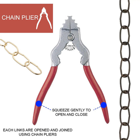 7 Inch Spring Loaded Fixture Chain Pliers With Red Vinyl Grip And Silver Finish for light fixture and swag kit installations.