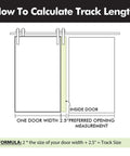 How to calculate track length for the Ultimate Black Rustic Single Track Bypass Sliding Barn Door Hardware Kit.