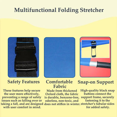 Close-up of Heavy Duty Aluminum Folding Stretcher For Outdoor Rescue Rugged Portable First Aid Litter With Rust Resistant Tubing