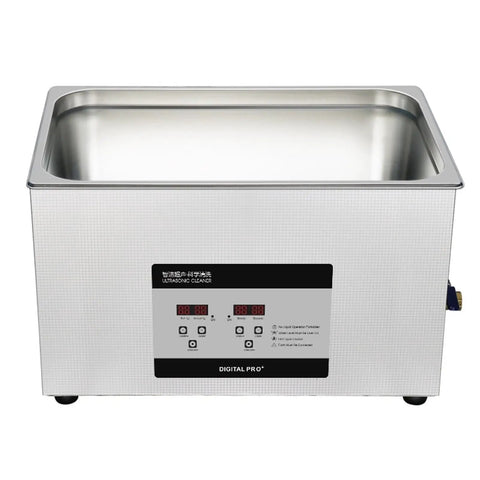 Pro Grade Heavy Duty Ultrasonic Cleaner With 30 Liter Heated Wash Tank And 600W Deep Soak Degreaser product with stainless steel finish.