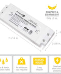 45-Watt Universal Dimmable 12V DC LED Driver With Triac, Flicker-Free Dimming For LED Strips and Puck Lights 840450