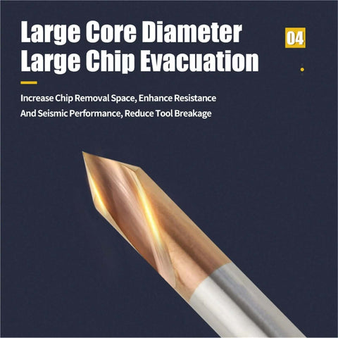 Carbide spot drill bit D3x50L with gold-tipped carbide point and silver shank for center drilling