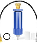 Dope Heavy Duty Water Oil Separator For High Pressure Air Compressors With 30MPa Capacity, blue with 20 inch spring hose and connectors.