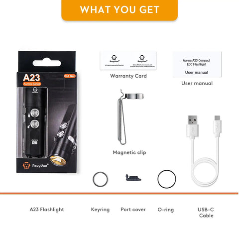 Aurora A23 Tiny Keychain Flashlight That Delivers 1000 Lumens USB C Rechargeable IPX8 Waterproof Magnetic Pocket Clip Pack