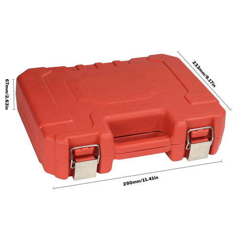 Master engine and transmission oil pressure test set case, red plastic with metal latches