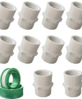 10 Pack One Half Inch NPT Female PVC Pipe Fittings Socket To Female Slip Coupling Sch40 White Plumbing Connectors For Center Hookups